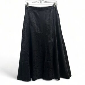 NWT Status by Chenault Women's Black Satin Animal Print A-Line Skirt Size Small